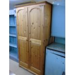 PINE WARDROBE WITH MIRRORED INNER DOOR