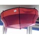 PAIR OF LARGE DECORATIVE RED FABRIC LIGHT SHADES