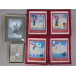 4 X JEAN YARWOOD PRINTS 1X WATER COLOUR & EARLY PRINT