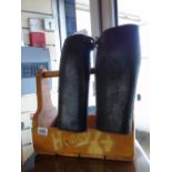 SHOE SHINE CARRIER AND PAIR OF LEATHER GAITERS