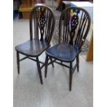 PAIR OF OAK WHEEL BACK COTTAGE CHAIRS