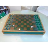 LARGE ORNATE CHESSBOARD INCLUDING PIECES