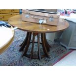 VINTAGE CIRCULAR OAK TABLE WITH SPLAYED LEG CENTRE STAND