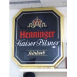 HENNINGER KAISER PILSNER PERSPEX SIGN 91 X 79 CMS A/F