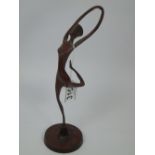 BRONZE FIGURE ON STAND OF A FEMALE DANCER, 27CMS