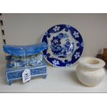 CHINESE CERAMIC PILLOW + 2 OTHERS