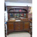 ART NOUVEAU OAK DRESSER WITH MIRRORED BACK PLATE & DRAWERS UNDER