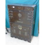 ORIENTAL BRASS BOUND TRAVELLING CABINET