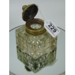 GLASS & BRASS INKWELL