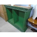 ANTIQUE CARVED GREEN PAINTED BOOK SHELF AF