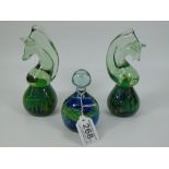 3 GLASS PAPERWEIGHTS