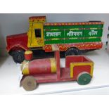 2 WOODEN TOY TRUCKS