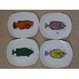 4 WASHINGTON POTTERY 'AQUARIUS' FISH SERIES PLATES