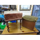 2 X EARLY 20TH CENTURY UPHOLSTERED FOOTSTOOLS