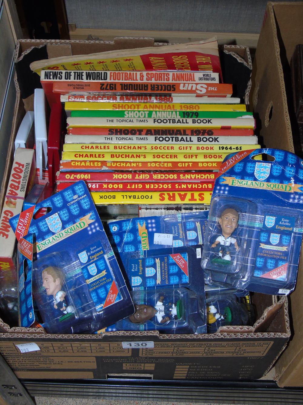 BOX OF FOOTBALL RELATED ITEMS