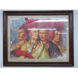 NATIVE AMERICAN FRAMED SIGNED WATERCOLOUR