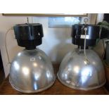 PAIR OF LARGE INDUSTRIAL HANGING LIGHTS