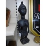 CARVED AFRICAN FIGURE OF A LADY 55CMS