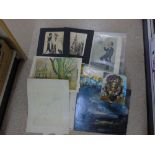 BOX OF MIXED PICTURE & PRINTS, INCLUDING AUBREY BEARDSLEY