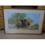 SIGNED LIMITED EDITION PRINT OF ELEPHANTS, DAVID SHEPHERD