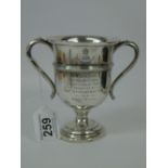 HALL MARKED SILVER TROPHY FOR MILITARY FIELD WORK 151.56 GRAMS