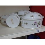 2 LIDDED CERAMIC TUREENS & MATCHING DISHES