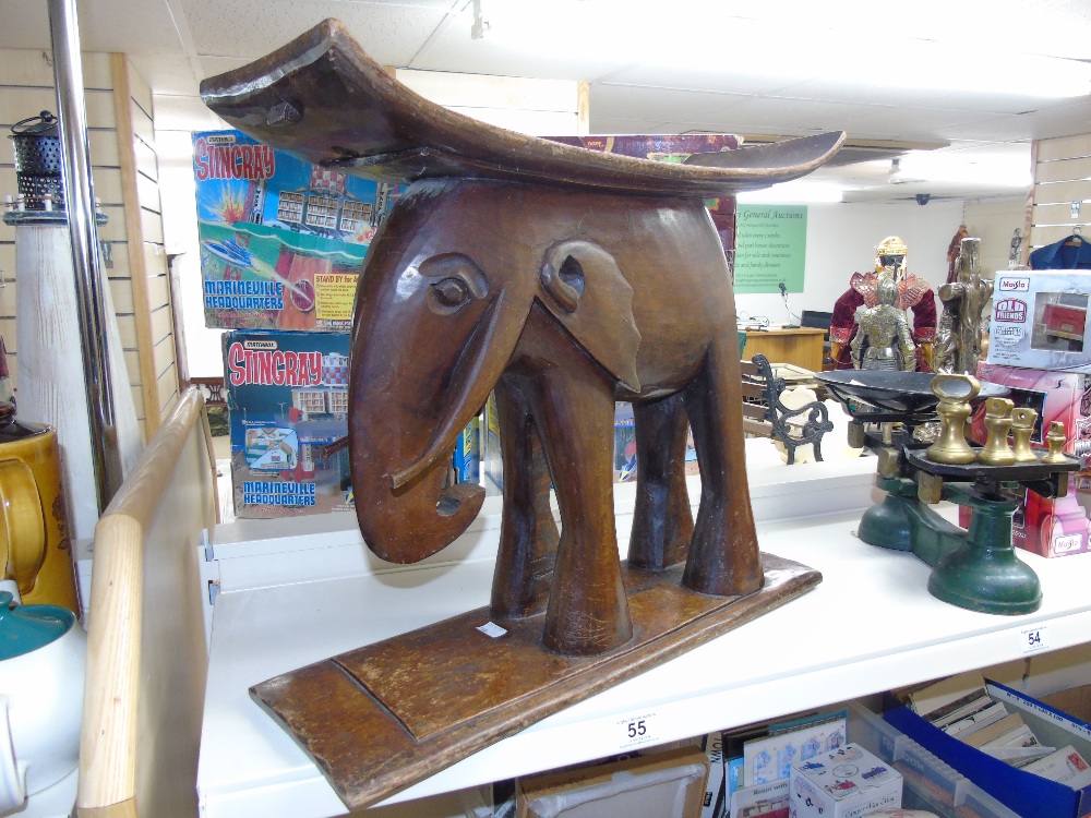 AN ASHANTI TRIBAL STOOL, BASE CARVED WITH AN ELEPHANT - Image 3 of 3