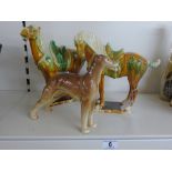 MELBA WARE DOG FIGURE + 2 TANG HORSE FIGURES