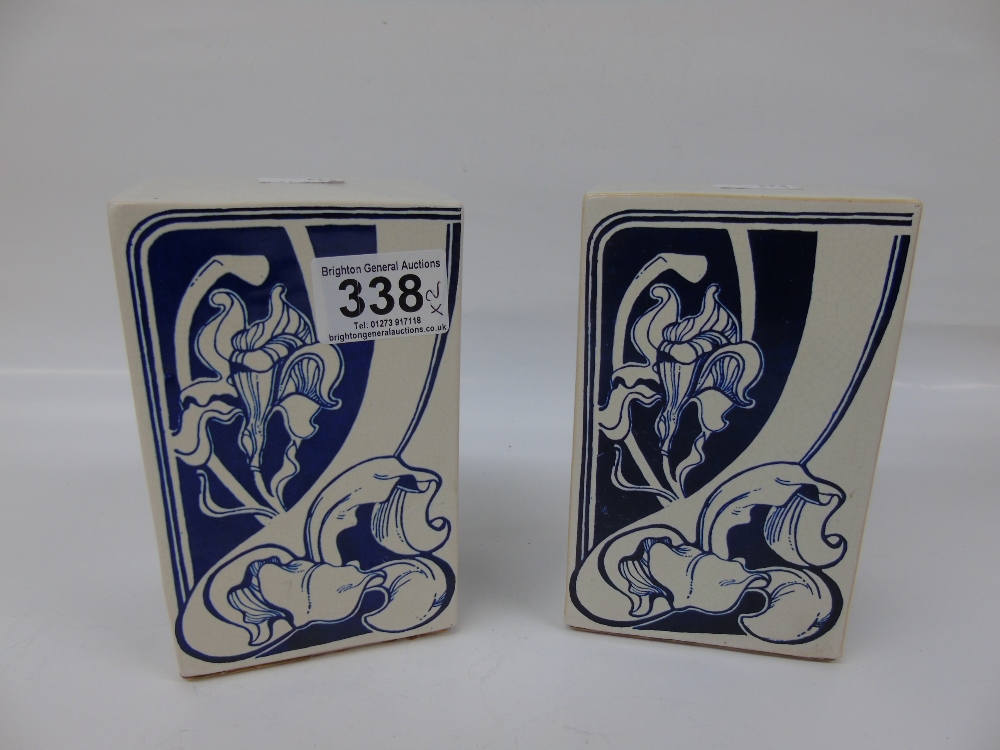 PAIR OF ART NOUVEAU STYLE CERAMIC BOOKENDS / GARNITURES