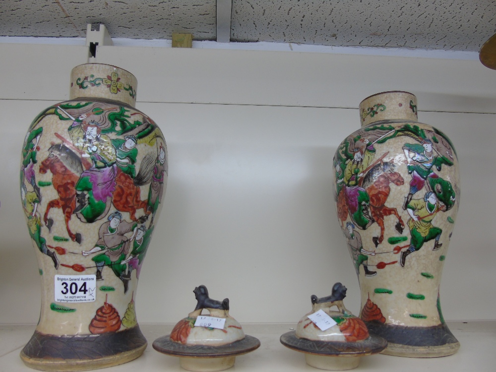 PAIR OF SATSUMA VASES A/F