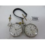 2 X HALL MARKED SILVER POCKET WATCHES WITH KEYS