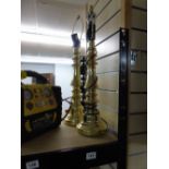 PAIR OF BRASS BASED TABLE LAMPS