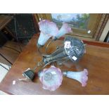 VINTAGE CENTRE LIGHT WITH 5 X OPALESCENT SHADES