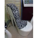 WHITE ZEBRA SKIN SEAT IN THE SHAPE OF A SHOE