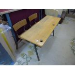 VINTAGE FRENCH CHILDS DOUBLE SEATED SCHOOL DESK