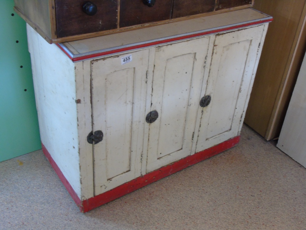 VINTAGE CREAM & RED KITCHEN CUPBOARD