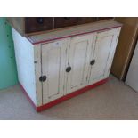 VINTAGE CREAM & RED KITCHEN CUPBOARD