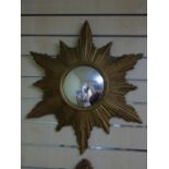 VINTAGE SUNBURST CONVEX MIRROR 59CM X 51CM