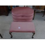 PINK OTTOMAN AND STOOL