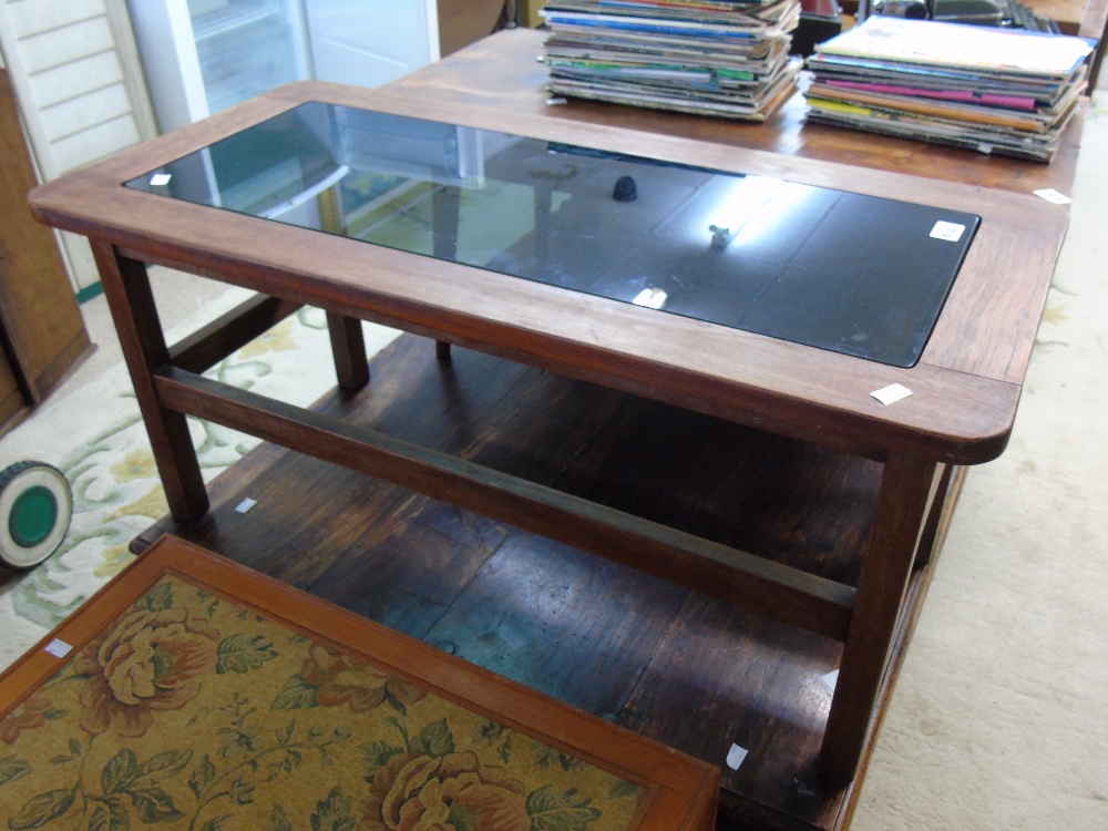 TEAK AND SMOKE GLASS COFFEE TABLE - Image 2 of 2