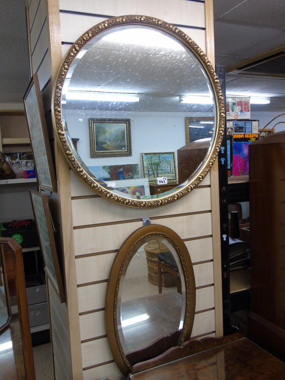 2 X OVAL MIRRORS IN GILT FRAMES