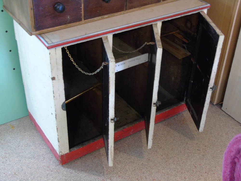 VINTAGE CREAM & RED KITCHEN CUPBOARD - Image 2 of 2