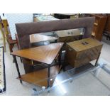 BEVEL EDGED SUEDE MIRROR RETRO SEWING BOX AND RETRO CORNER UNIT