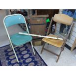 2 FOLDING CHAIRS INC A SEBEL 1960s FOLD-A-BYE + COAT RACK & WOODEN PRESS