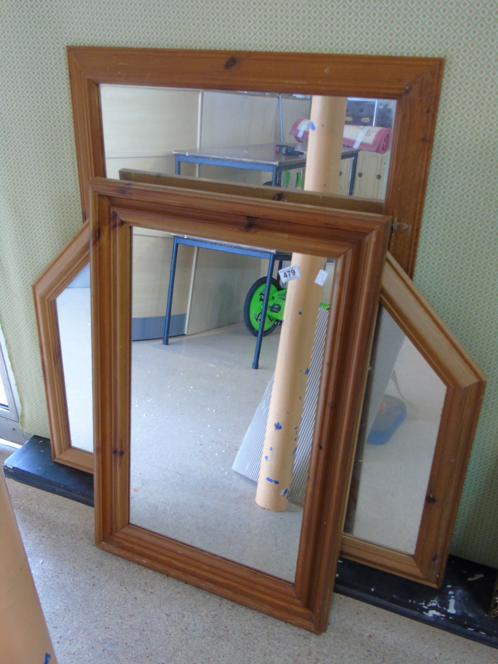 3 X PINE FRAMED MIRRORS