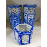 3 X ORIENTAL VASES WITH PIERCED PANELS