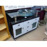 GLASS TOPPED BATHROOM CABINET UNIT WITH GLASS BASIN, UNUSED
