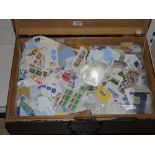 WOODEN CASE WITH LOOSE POSTAGE STAMPS