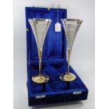 SET OF 2 BOXED SILVER & GOLD PLATE GOBLETS