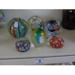 7 GLASS PAPERWEIGHTS